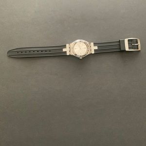 SWATCH IRONY WATCH  SILVER & BLACK  SR626SW Rhinestones